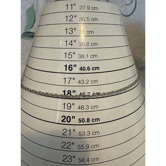 Silver Tone Twisted Rope Chain Necklace 18" - Picture 2 of 5